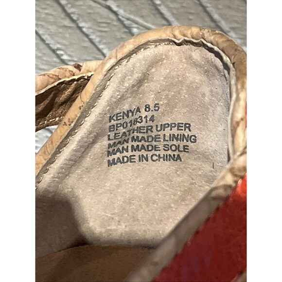 Miz Mooz leather Sandal Heel Wedge Shoes Size 8.5 Orange Kenya Toe Buckle Summer - Picture 10 of 10